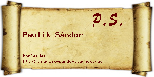 Paulik Sándor névjegykártya