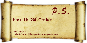 Paulik Sándor névjegykártya
